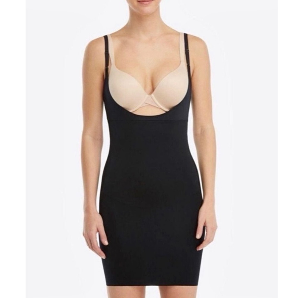 NEW Spanx Open Bust Full Slip Very Black Sleeveless Shape Wear Dress M